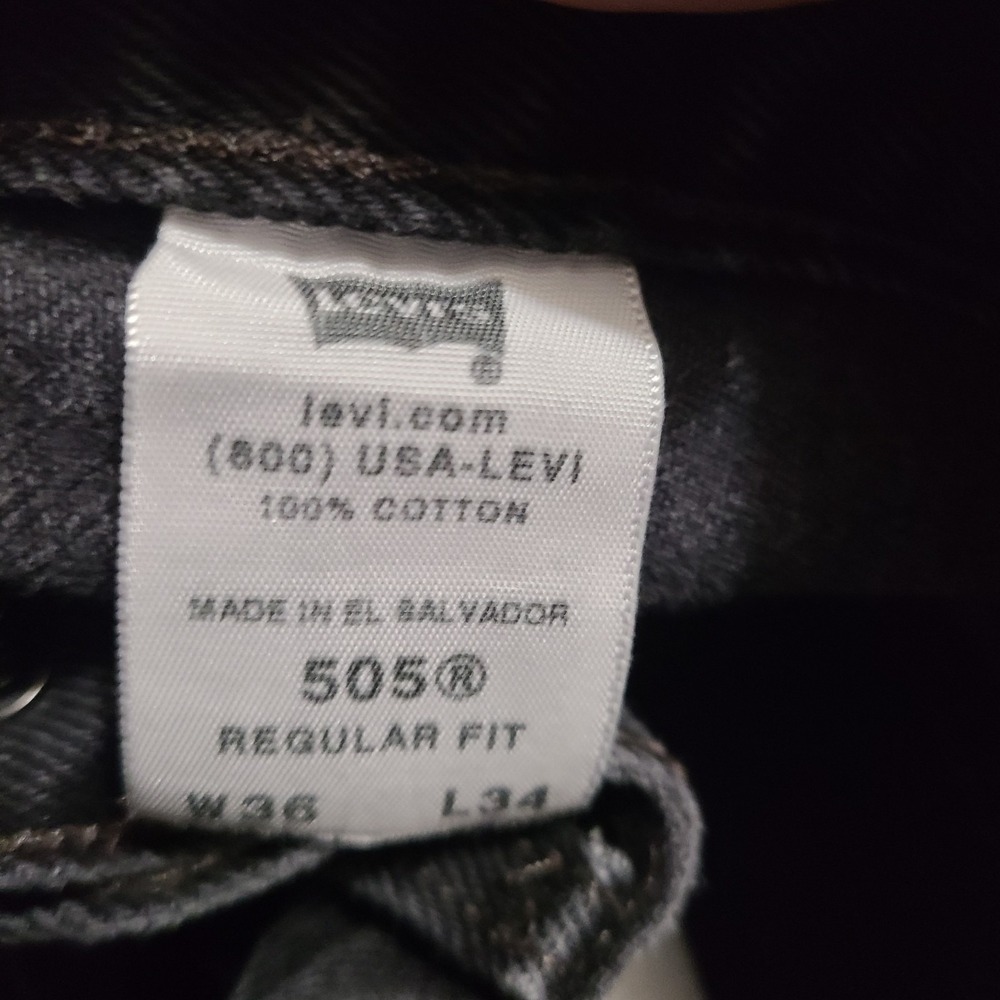 Vintage Levis Jeans Mens 36x34 (Fits 35x33.5) Black 505 Denim Y2K VTG - Picture 5 of 6
